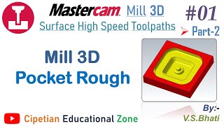 Mastercam Mill 3D  Pocket Roughing  Surface High Speed Rough Tool paths  VirenderSinghBhati [upl. by Henrion]