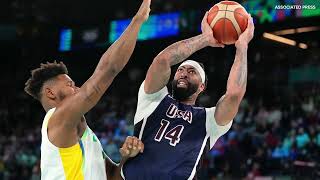 Paris Olympics  USA routs Brazil in mens basketball quarterfinal [upl. by Eatnoed]