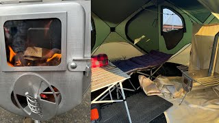 New wood stove and hot tent setup for winter [upl. by Griffith826]