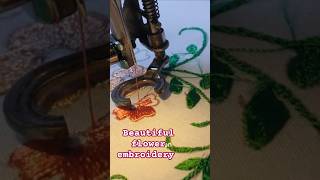 Beautiful flower embroidery normalsewingmachine embroidery embroideryforbeginners sewingmachine [upl. by Gaultiero]