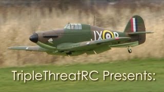 Eflite Hawker Hurricane 25e  Maiden with Weird Crash [upl. by Eenhpad]