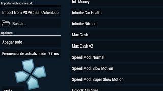 PPSSPP actualizar todos los cheats o trucos y cómo usarlos [upl. by Annaiel]