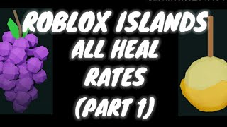 ALL HEAL RATES OF EVERY TYPE OF FOOD IN ROBLOX ISLANDS PART 1 [upl. by Vachel290]