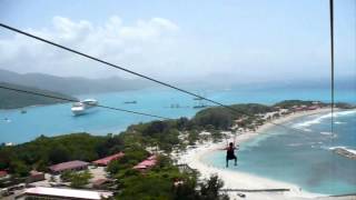 Dragons Breath Zip Line worlds longest zip line over water Labadee Haiti [upl. by Anilef]