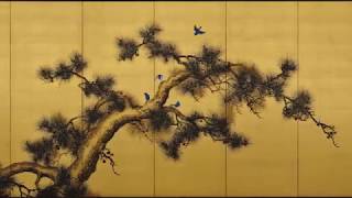 Imao Keinen 18451924  Japanese folding screen pair quotPines amp Flycatchersquot [upl. by Cutcliffe]