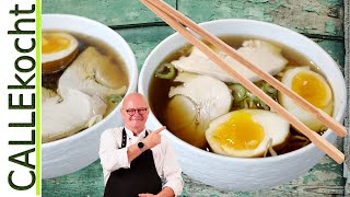 Ramen Asiasuppe mit kräftiger Hühnerbrühe selber kochen Rezept [upl. by Standley]