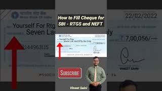 How to Fill Cheque for SBI RTGS and NEFT  स्टेट बैंक आरटीजीएस और एनईएफटी करने के लिए चेक कैसे भरें [upl. by Fairman]