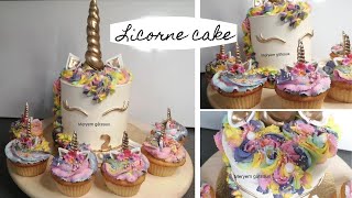 Licorne cake à la crème au beurre et astuce pour rosaces multi couleurs facile [upl. by Odab]