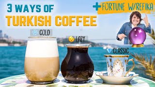 TURKISH COFFEE ☕ and FORTUNE TELLING 🔮 wBahar  How to Make Turkish Coffee 3️⃣ Recipes [upl. by Eednarb]