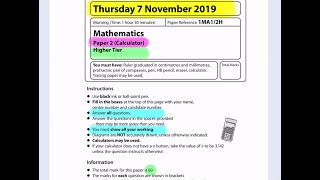 GCSE Maths Edexcel Higher Paper 2 7th November 2019  Walkthrough and Solutions [upl. by Uahc507]