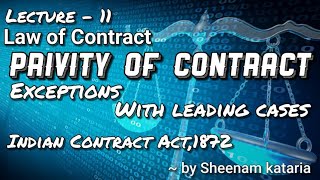 PRIVITY OF CONTRACT with cases Indian Contract Act1872Law of Contract Lecture 11by Sheenam Kataria [upl. by Thordis100]