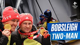 Germany secure gold silver AND bronze in the mens twoman bobsleigh 🥇🥈🥉 [upl. by Naesed]