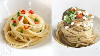 Spaghetti aglio olio e peperoncino originale vs gourmet  Vitale Bianco Abbate [upl. by Adnwahs]