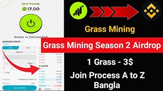 Grass Mining Season 2 Airdrop  30100 Income Free  Join Process Bangla [upl. by Derte]