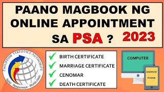 PSA Online Appointment 2023  Paano magbook ng appointment online sa PSA Complete Guide [upl. by Tony973]