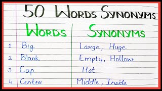 50 Synonyms words in english  what is synonyms of  English synonyms [upl. by Adlanor790]