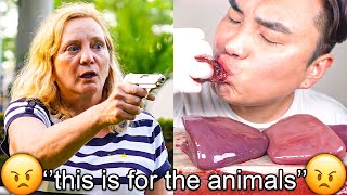 Vegan Karens SHOOT MEAT EATERS ON CAMERA [upl. by Burgener549]