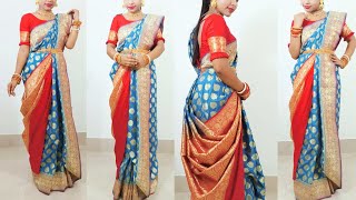 বিয়ে বাড়ি শাড়ী পরা নিউ স্টাইলস  Atpoure Bridal Saree Draping  Bengali Style Saree Draping [upl. by Osicran202]