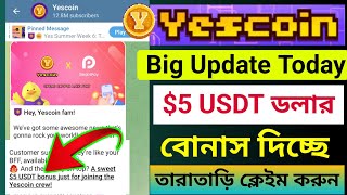 Yescoin 5 USDT Bonus দিচ্ছে  Yescoin New Update Today  Yescoin new update  Yescoin listing date [upl. by Nonnahs]