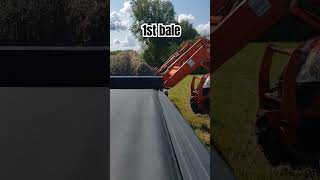 Helping a neighbor out tractor forks farming hay roundbales kioti summer trailer 1 asmr [upl. by Huda]