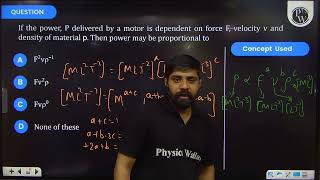 If the power \P\ delivered by a motor is dependent on force \F\ velocity \v\ and density [upl. by Castor332]