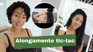 Alongamento de cabelo cacheado em cabelo curtoaplique tic tac  passo a passo [upl. by Lemert833]