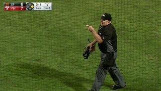 SFPHI Homeplate umpire ejects a fan in the 6th [upl. by Woo892]