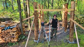 Log Woodshed Build Part 1 Foundation amp Posts [upl. by Cutty]