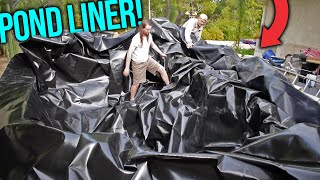 Installing Pond Liner Part 1 of 2 [upl. by Thebault]