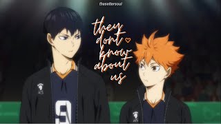 「 KAGEHINA MOMENTS Haikyu Kageyama and Hinata AMV 」 They Dont Know About Us [upl. by Olegna]