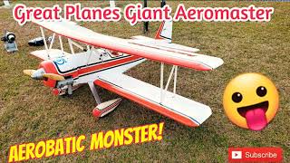 Great Planes Giant Aeromaster Maiden Flight amp Review [upl. by Asirahc]