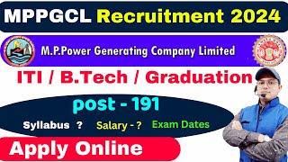 MPPGCL Recruitment 2024  Post  191  MPPGCL Syllabus 2024  MPPGCL Notification mppgcl iti [upl. by Kcirreg76]