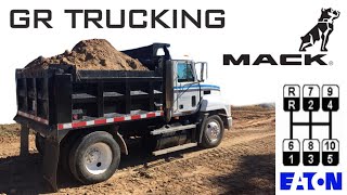 Mack truck cold start 10 speed shifting and dirt loads [upl. by Estrella172]