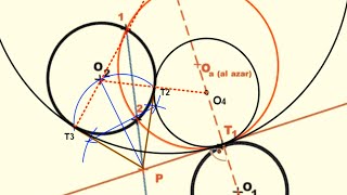 Por potencia circunferencias tangentes a otras dos conociendo un punto de tangencia Exteriores [upl. by Rehportsirhc]