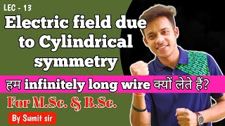 Electric field due to cylindrically symmetric charge distribution  Application of gauss law [upl. by Mcmath]