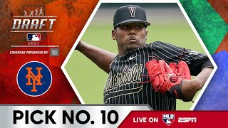 New York Mets Select Kumar Rocker from Vanderbilt with the 10th Pick of the 2021 MLB Draft [upl. by Oremo734]