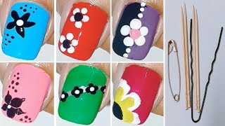 Top 8 Easy Nail Art designs with dotting tool and household items🌼 Simple nail art tutorial 💅 [upl. by Franky]