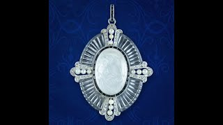 Art Deco Mary And Jesus Crystal Diamond Pearl Cross Pendant With Box [upl. by Merc60]