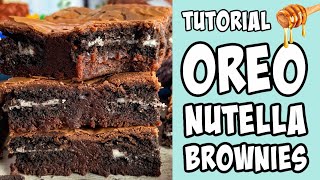 How to make a 4Ingredient Oreo Nutella Brownie tutorial Shorts [upl. by Junia]