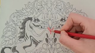 The Enchanted Forest by Johanna Basford coloring two horses [upl. by Beaulieu]