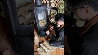 This indoor smokeless fireplace makes winter warm tools winter [upl. by Klinges]