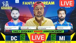 🔴LIVE MI vs DC Dream11 Prediction  MI vs DC Dream11 Team  Dream11  IPL 2024 Match  20 Prediction [upl. by Theo]