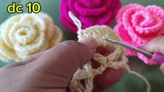 easy crochet rose for beginners 🌹🌺🌻🌹🌷 [upl. by Pembroke]