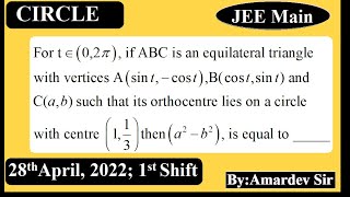 For t belongs to 02π if ABC is an equilateral triangle with vertices Asin tcos t [upl. by Torre417]