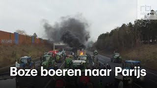 Wegen en winkels geblokkeerd met tractors mest en stro [upl. by Noteek]