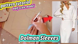 ✂️ How to Make Dolman Sleeves × Sleeve Pattern Making Tutorial × Dolman Sleeve Pattern Drafting [upl. by Ynttirb368]