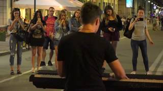 quotBelieverquot by Imagine Dragons  Best Piano Cover by Street Performer in old City Kiev Ukraine [upl. by Rorry]