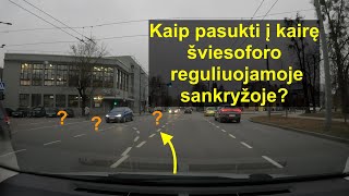 Kaip pasukti į kairę šviesoforo reguliuojamoje sankryžoje [upl. by Nywles526]