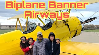 Biplane Ride Airways Banner 1942 Boeing Stearman Oceano San Luis Obispo [upl. by Dong962]