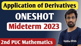 Application Of Derivatives Oneshot  All Important Questions  2nd PUC Midterm Exam 2023 [upl. by Ahsikat]